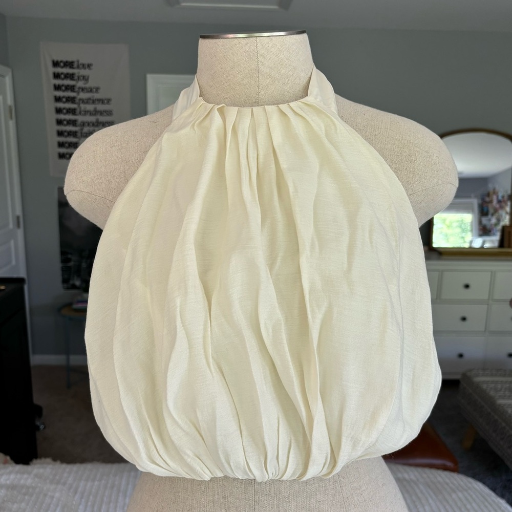 High-Neck Tank with Silk Tie & Open Back